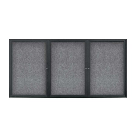 United Visual Products Sliding Door Indoor Enclosed Corkboard, 9 UV9030ACS-SATIN-SURF